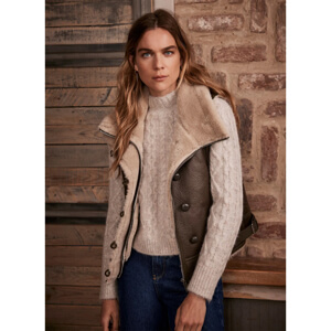 Mint Velvet Khaki Funnel Neck Gilet